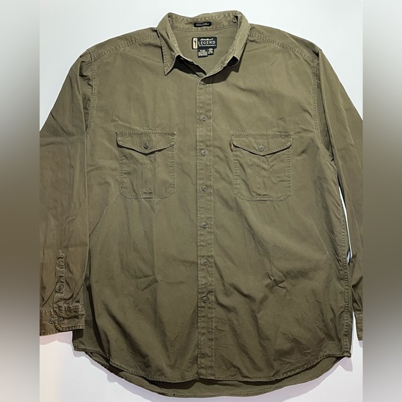 Vintage Eddie Bauer Legend Elkhorn Long Sleeve Button Canvas Shirt, XLT - Picture 1 of 4